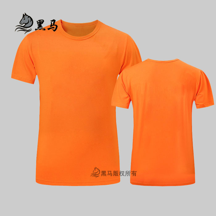 橙色夏季圆领T恤衫